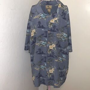 🎁Like New Vintage Jamaica Jaxx Men's Blue/White Silk Jamaican Shirt- Large